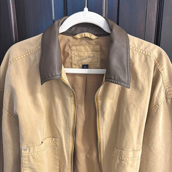 Barn Jacket Tan Jacket with Brown Collar - Picture 5 of 9